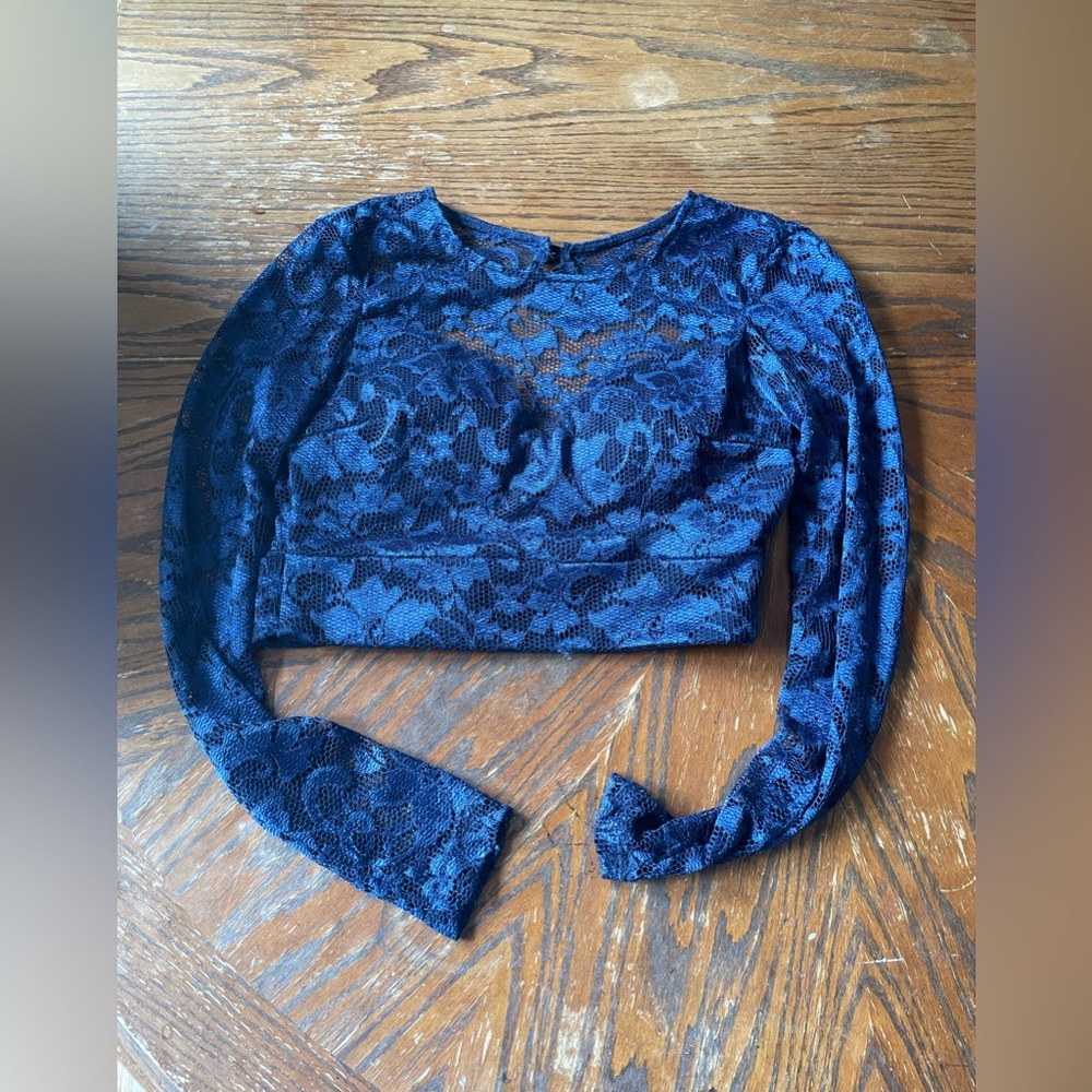 B Darlin Navy Lace Blouse